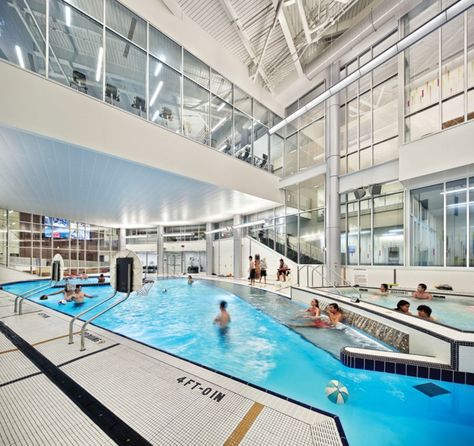 Take It Inside - Trends and Ideas for Natatorium Design Seagram Building, Social Wellness, Aquatic Center, Indoor Track, Urban Design Architecture, Pool Shapes, Indoor Swimming Pool, Sports Center, Moving Water