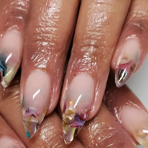 3d Encapsulated Nails, Encapsulated Shell Nails, Encapsulated Foil Nails, Nails With Shell Flakes, Acrylic Encapsulated Nails, Encapsulated Gel X Nails, Clear Encapsulated Nails, Encapsulation Nails, Nail Encapsulation