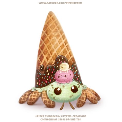 Cryptid Creations, Piper Thibodeau, Cream Illustration, Ice Cream Illustration, Fruit Animals, Cute Kawaii Animals, Cute Food Drawings, Animated Animals, Cute Fantasy Creatures