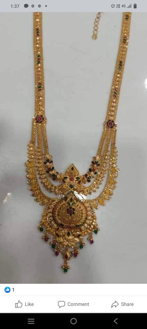 Haram Necklace Set Gold, Haram Necklace Set, Simple Necklace Designs, Gold Haram, Necklace Set Gold, Long Haram, Bridal Necklace Designs, New Saree Blouse Designs, New Gold Jewellery Designs