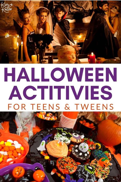 With these fun Halloween party activities for teens, you’ll have great ways to keep the older kids at your celebration entertained all night. Halloween Family Fun Night, Halloween Family Night Activities, Fun Things To Do At A Halloween Party, Halloween Dance Party Ideas, Classroom Halloween Activities, Halloween Group Activities, Middle School Halloween Party, Halloween Party Activities For Teenagers, Halloween Party Ideas Activities