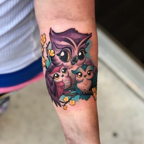 12+ Best Owl Family Tattoo Designs - PetPress Owl Family Tattoo, Owls Tattoo, Baby Owl Tattoos, Cute Owl Tattoo, Family Tattoo Designs, Bestie Tattoo, Mom Tattoo Designs, Mommy Tattoos, Family Tattoo