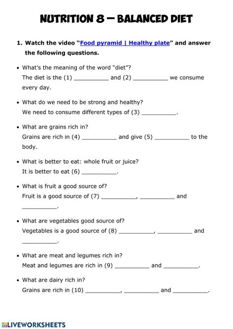 Healthy Eating Worksheet, Nutrition Worksheets, Food Lessons, K12 School, Nutrition Classes, Ipad Tips, Summer Planner, Healthy Plate, Health Class