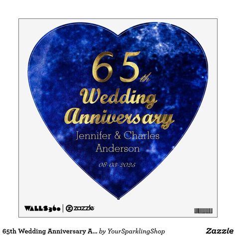 65th Wedding Anniversary Add Name and Date Wall Decal Wedding Anniversary Stickers, Anniversary Stickers, 65th Wedding Anniversary, Wedding Anniversary Party Decorations, Gold Foil Text, 65th Anniversary, Wedding Anniversary Party, Sapphire Wedding, Popular Products