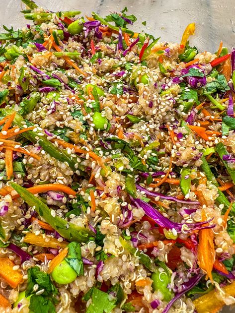 Print: Crunchy Asian Quinoa Salad Best Quinoa Salad Recipes, Protein Salads, Asian Quinoa Salad, Spice Pantry, Asian Quinoa, Postpartum Meals, Kidney Friendly Recipes Renal Diet, Quinoa Recipes Healthy, Mediterranean Diet Recipes Dinners