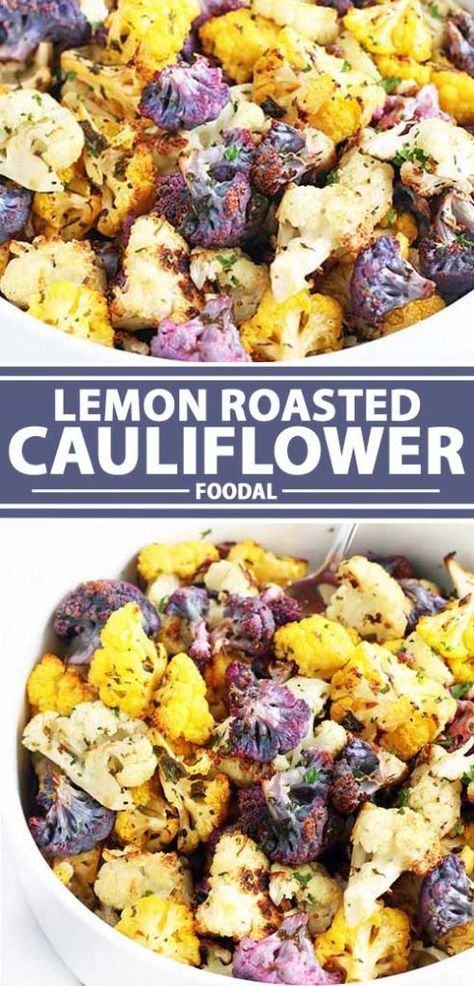 Purple Cauliflower Recipe, Ree Drummond, Cauliflower Recipes, Veggie Sides, Roasted Cauliflower, Veggie Dishes, Purple And White, Food Guide, Side Dish Recipes