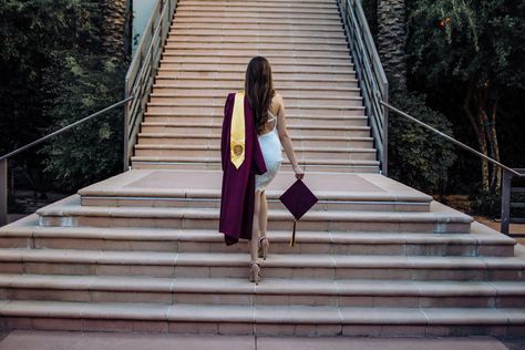 Arizona State University graduate.ASU. Grad. Graduation. Cap. Gown. White dress. Photo ideas. Grad Photos. Grad pics. Commencement. Ceremony. Arizona. ASU West. Tempe. Arizona State Graduation Pictures, Asu Graduation Pictures, Dress Photo Ideas, Asu Graduation, Academic Regalia, University Graduate, Graduation Photography Poses, University Graduation, Grad Photoshoot