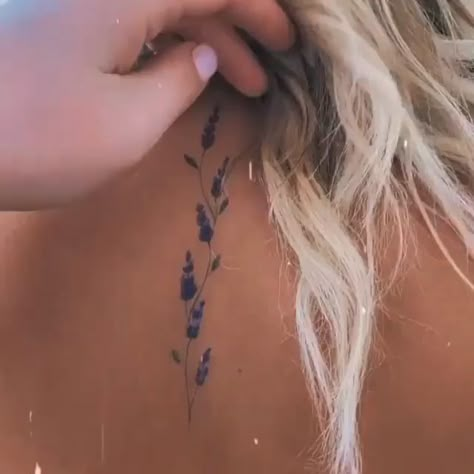 Lavender Tattoo, Tattoos For Lovers, Inspiration Tattoos, Spine Tattoos For Women, Back Tattoo Women, Dainty Tattoos, Spine Tattoos, Little Tattoos, Foot Tattoos