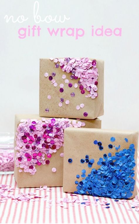 No Bow Gift WRapping Big Box Wrapping Ideas, Confetti Decorations, Bow Wrapping, Regalos Diy, Wrapped Presents, Creative Wrapping, Free Paint, Wrap Packaging, Gift Wrapping Ideas