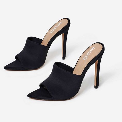 Briana Pointed Peep Toe Mule In Black Lycra Ego Official, Official Shoes, Ego Shoes, Style Definition, Mule Heels, Dr Shoes, Fashion Shoes Heels, Shoes Heels Classy, Afghan Fashion