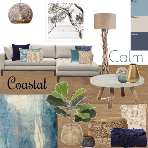 Calm Living Room, Calm Coastal, Coastal Interior Design, Coordinates Art, Coastal Calm, Ocean Pool, Design Mood Board, Coastal Interior, Coastal Interiors Design