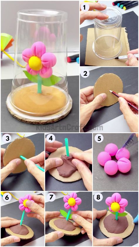 Are you looking for a fun and creative activity to do with your children? Making clay flowers is a great way to keep them entertained and engaged for hours. Not only is it a fun activity, but it also helps them to develop their motor skills and creative thinking. It is also a great way to get kids interested in art and crafts. In this tutorial, we will show you step-by-step how to make clay flowers. We will go over all the materials needed and provide helpful tips and tricks to make the process Easy Clay Ideas Step By Step, Clay Tutorials Step By Step, Clay Flowers Tutorial, Clay Activity, Orange Craft, Making Clay, Clay Crafts For Kids, Kids Origami, Kids Fall Crafts