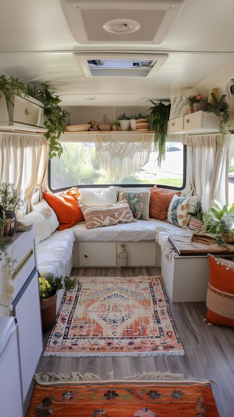 35 Stunning RV Living Room Ideas to Transform Your Space - Remodr Rv Living Room Ideas, Rv Living Room, Cozy Bohemian, Life On The Road, Bold Color Schemes, Rv Interior, Room Corner, Feel Like Home, Functional Space