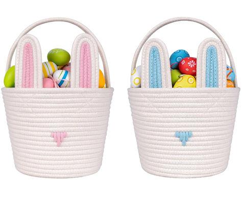 Easter Baskets Empty Kids Easter Eggs Hunt Basket, Soft Skin-friendly Baby First Easter Basket Handwoven Easter Bunny Basket Storage Easter Eggs Easter Decor 2-Piece 9.8 x 7.8 x 7.8 #ad #easter #easterbasket #easterbasketideas #cuteeasterbasket #girlseasterbasket #boyseasterbasket Easter Basket Photography, Eco Friendly Easter Basket, Baby In Easter Basket Photo, Mini Easter Basket Crochet, Wicker Easter Basket, Cute Basket, Boys Easter Basket, Candy Storage, Girls Easter Basket