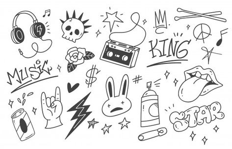 Premium Vector | Hand drawn abstract scribble doodle Punk Doodles, Music Graffiti, Music Doodle, Hipster Drawings, Flash Sheets, Hand Doodles, Graffiti Doodles, Arte Punk, Music Illustration