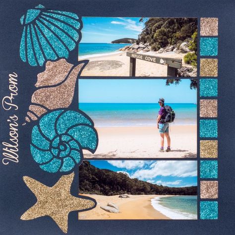 beach layout Cruise Scrapbook Pages, Beach Scrapbook Layouts, Wedding Scrapbook Pages, Cruise Scrapbook, Lea France, Travel Scrapbook Pages, Holiday Scrapbook, Vacation Scrapbook, Disney Scrapbook Pages