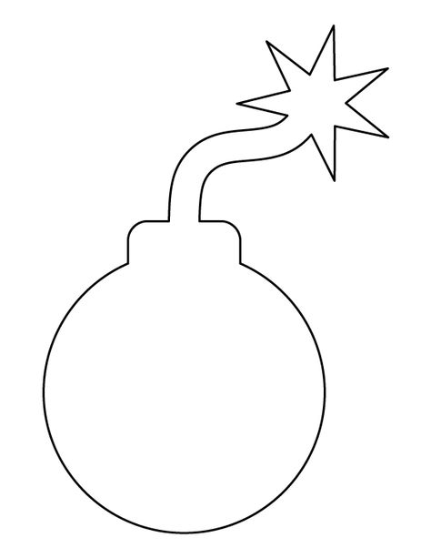 Cartoon bomb pattern. Use the printable outline for crafts, creating stencils, scrapbooking, and more. Free PDF template to download and print at http://patternuniverse.com/download/cartoon-bomb-pattern/ Cartoon Silhouette, Horse Stencil, Tattoo Coloring Book, Free Silhouette Cut Files, Cool Stencils, Felt Patterns, Vinyl Art, Stencil Art, Art Drawings For Kids