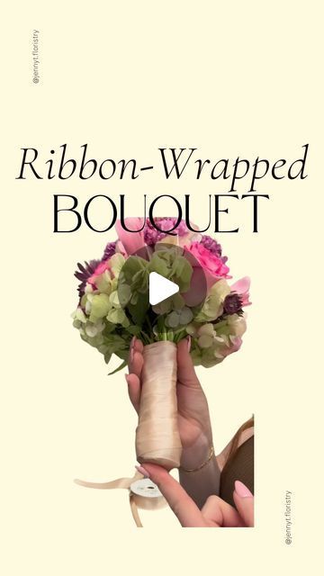 Jenny Thomasson | Contemporary Floral Art on Instagram: "HOW TO 💐 A Ribbon Wrapped Bouquet  ⠀⠀⠀⠀⠀⠀⠀⠀⠀ 🫶🏻 Have I mentioned I love getting your requests?! This video was a response to a question left in the comments.    🌷What else do you want to know, flower friends?!  ⠀⠀⠀⠀⠀⠀⠀⠀⠀ Let’s bloom together 🌻 ⠀⠀⠀⠀⠀⠀⠀⠀⠀ #bouquet #bouquetofflowers #floraldesign #floraldesignclass #floraldesignworkshop #weddingflorist #bouquet #bouquetofflowers #ribbon #floraltechniques #flowertechnique #floralmechanics #weddingbouquet" Wedding Bouquets Wraps, Wedding Bouquet Tied With Ribbon, Flower Prom Bouquets, Making Wedding Bouquets Diy, How To Wrap Flowers With Ribbon, How To Ribbon Wrap A Bouquet, How To Wrap Wedding Bouquet With Ribbon, Diy Toss Bouquet Wedding, Tie Ribbon On Bouquet