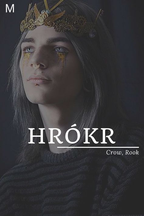 Hrokr, meaning Crow, Rook, Old Norse names, H baby boy names, H baby names, male names, whimsical baby names, baby boy names, traditional names, names that start with H, strong baby names, unique baby names, masculine names, nature names, character names, character inspiration H Boy Names, Old Norse Names, H Baby Names, Names Biblical, Uncommon Girl Names, Norse Names, Names Male, Cool Baby Boy Names, Babies Names