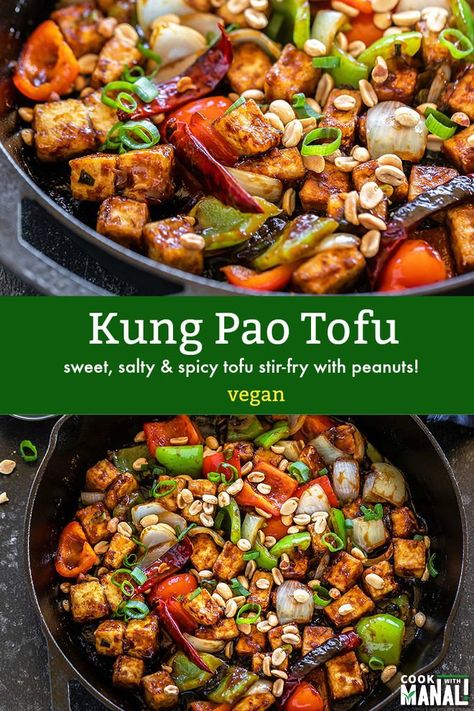 Kung Pao Tofu, Tofu Stir Fry, Vegan Tofu, Tofu Dishes, Vegan Asian, Baked Tofu, Veggie Stir Fry, Tofu Recipes, Tempeh