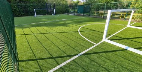 An awesome mini football pitch here ⚽🏆 recently completed in Leicester. Mini Football Field, Mini Football, Mini Footballs, Football Pitch, Football Field, Leicester, Soccer Field, Soccer, Football