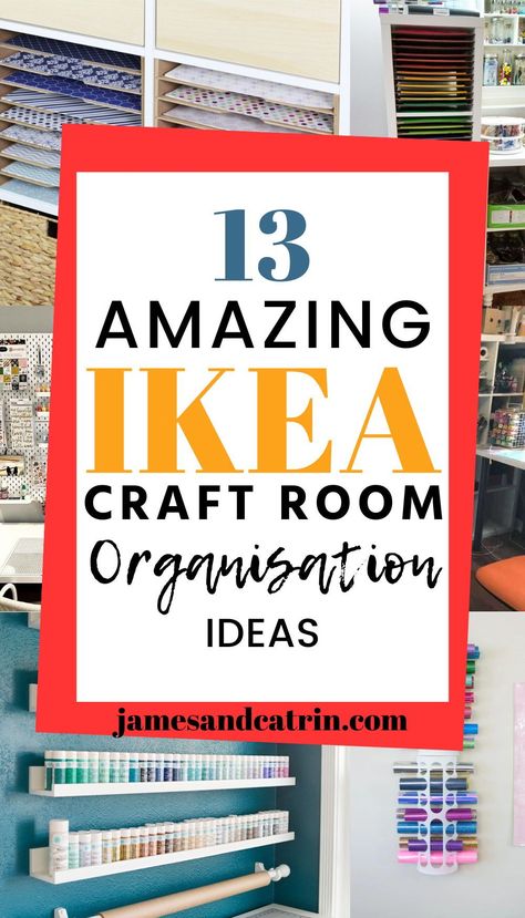 Craft, create and organise with these Ikea craft room organisation ideas. The best way to organise a craft room using affordable Ikea products. #ikeacraftroom #organisation #storage #ikeahacks Craft Room Ikea Ideas, Craft Cupboard Ideas, Ikea Pax Craft Storage, Ikea Hobby Room Ideas, Art And Craft Room Decoration Ideas, Ikea Art Studio Ideas, Sewing Cupboard Ideas, Ikea Craft Storage Ideas, Organizing Ideas For Craft Room