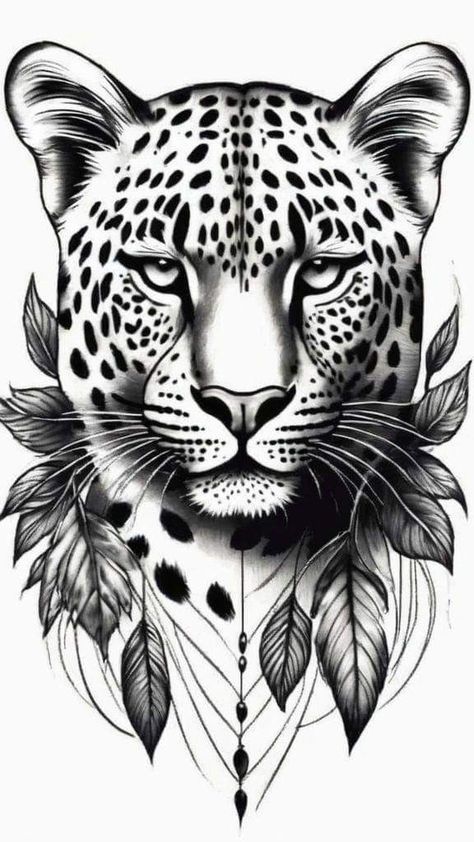 Leopard Tattoo Design, Individual Tattoo, Leopard Sketch, Tattoo Leopard, Animal Tattoo Designs, Cheetah Tattoo, Jaguar Tattoo, Native American Tattoo, Leopard Tattoos