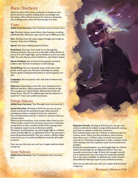 Custom Races Dnd, Dnd Class Ideas, Dnd Mixed Races, D&d Races Homebrew, D&d Races List, Dnd Home Brew Races, Dnd Race Homebrew, Dnd Hombrew Races, Spelljammer Dnd