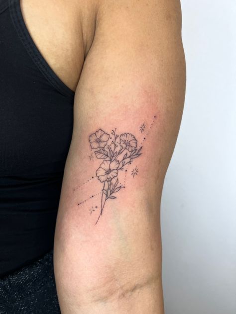 Bouquet tattoo 
Bouquet 
Flower 
Flower tattoo 
Arm tattoo Rose Constellation Tattoo, Leo Constellation Tattoo Flower Poppy, Birth Flower And Constellation Tattoo, Aquarius Flower Constellation Tattoo, Constellation Flower Tattoo, Flower Star Tattoo, Floral Constellation Tattoo, Leo Flower Tattoo, November Tattoo