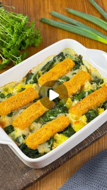 Fish Stick Casserole, Casserole With Potatoes, Potatoes And Spinach, Cooked Potatoes, Mediterranean Diet Plan, Fish Sticks, Daily Recipes, Creamed Spinach, Diet Guide