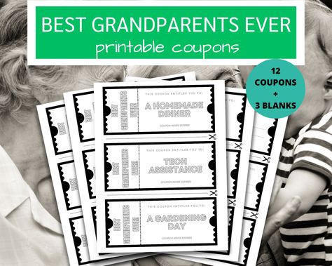 Grandparent Printable Coupon Book | Gifts for New Grandparents | Grandma and Grandpa Gifts from Kids | Grandparents Day Gift Ideas by OurGoldenGirls on Etsy Grandpa Gifts From Grandkids, Gifts From Grandkids, Printable Coupon Book, Bonus Dad Gifts, Spa Day At Home, Coupon Book, Printable Coupons, Perfect Gift For Him, Grandparents Day