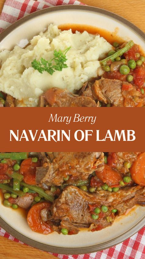 Mary Berry Navarin Of Lamb Lamb Navarin Recipe, Lamb Navarin, Keiss Castle, Lamb And Potatoes, Pie Fries, Mary Berry Cooks, Savoury Meals, Lamb Casserole, Lamb Stew Recipes