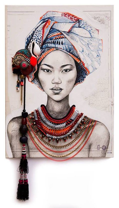 Draw Realistic, Afrikaanse Kunst, 수채화 그림, Art Et Illustration, Fashion Art Illustration, Afro Art, Art And Illustration, Art Textile, Learn To Draw