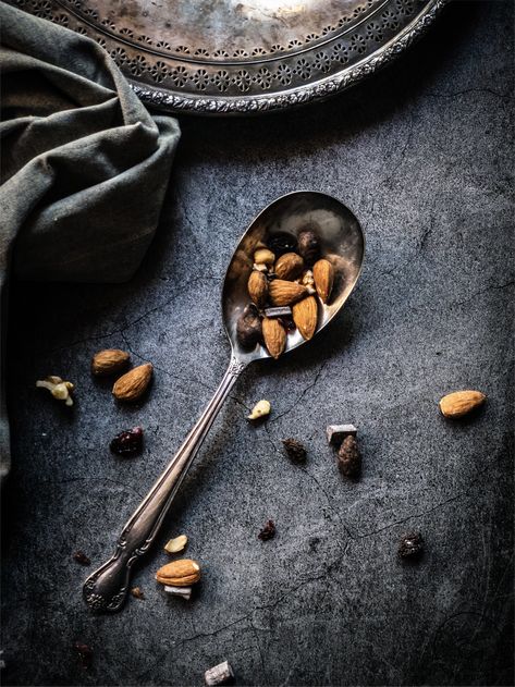 #darkfood #darkfoodphotography #foodphoto #moody #darkphoto #silverware #tablesetting #almonds #oceanstudiofl #vintageflatware #silverware #silverplate #silverspoon Silverware Photography, Low Key Food Photography, Dark Food Photography, Dark Food, Plastic Silverware, Moody Photography, Vintage Flatware, Vintage Silverware, Silver Spoon