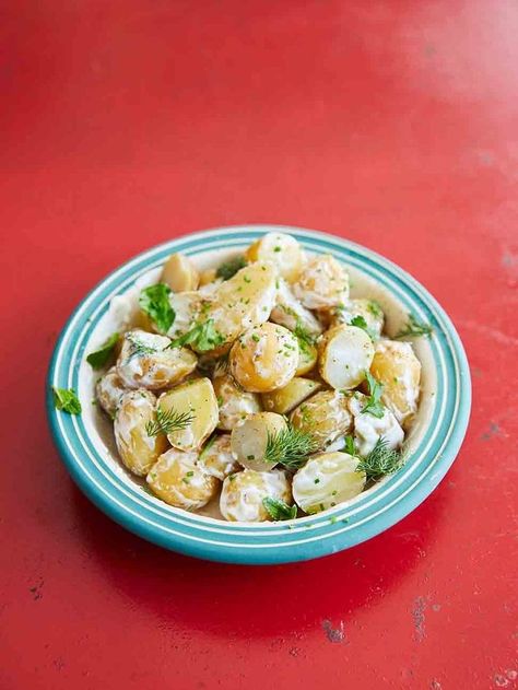 Buddy’s potato salad | Jamie Oliver recipes Luncheon Salads, Bbq Potato Salad, Christmas Side Dish, Fried Chicken Recipe Southern, Christmas Side Dish Recipes, Dill Potatoes, Southern Potato Salad, Thanksgiving Side Dishes Easy, Thanksgiving 2023