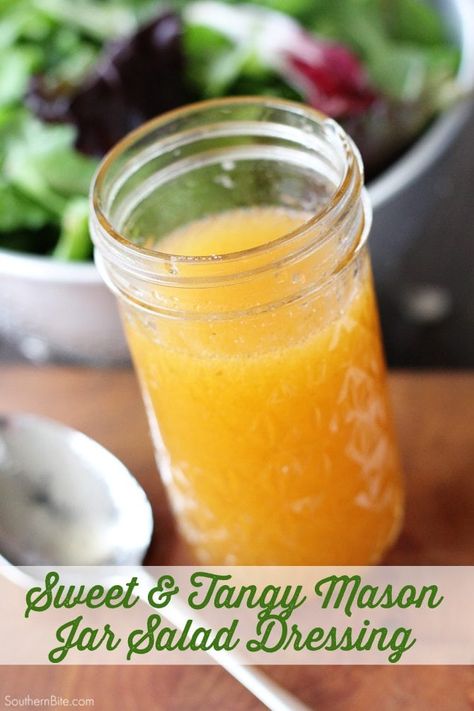 Sweet & Tangy Mason Jar Salad Dressing - Southern Bite Tangy Salad Dressing, Beef Tips And Rice, Mason Jar Salads, Jar Salad, Salad Aesthetic, Jar Salads, Salad Dressing Recipe, Salad Dressing Recipes Homemade, Mason Jar Salad