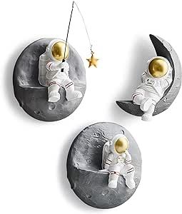 3 Pcs Astronauts Wall Decor Space Wall Sculpture Modern Home Decor 3D Wall Decorations, Outer Space Man Wall Decor for Living Room Bedroom Boys Kids Room, Space Themed Gifts Nursery Wall Art For Boys, Baby Nursery Wall Art Boys, Baby Boys Wall Art, Space Theme Decorations, Home Decor Background, Outer Space Room, Wall Decorations For Living Room, Men Wall Decor, Outer Space Nursery