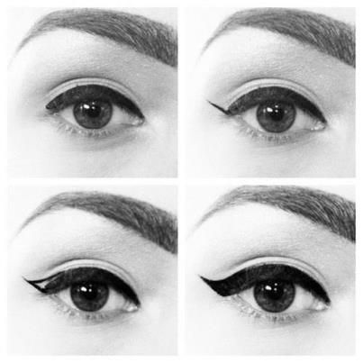 Audrey Hepburn eyes visual tutorial Maquillage Pin Up, Cat Eye Eyeliner, Tutorial Eyeliner, Eyeliner Tips, Perfect Cat Eye, Makeup Tip, Make Up Inspiration, Perfect Eyeliner, White Makeup