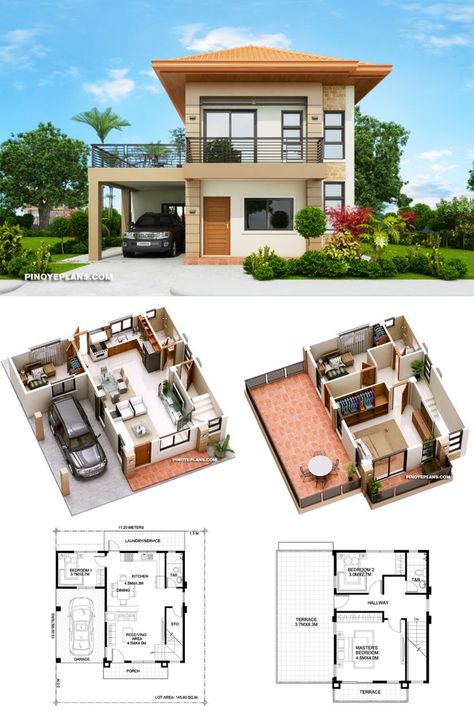 Havana Is A Two Storey House With 3 Bedrooms With Usable Floor Area Of Two Storey House Plans, Philippines House Design, Small Modern House Plans, Two Story House Design, 2 Storey House Design, Two Story House, Best Modern House Design, Simple House Design, House Plan Gallery