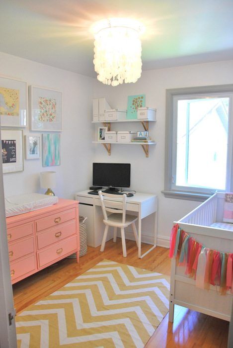 project nursery: before + after - THE SWEETEST DIGS Baby Room And Office Combo, Office And Nursery Combo, Office Nursery Combo, Nursery Office Combo, Baby Bunk Beds, Small Space Nursery, Love Banner, Bedroom Nook, Office Nursery