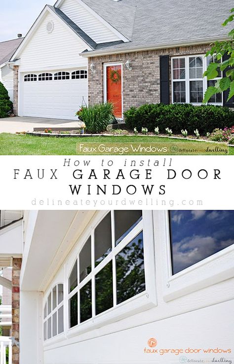 Pretty Garage Doors, Faux Garage Door Windows, Garage Door Update, Faux Windows, Garage Windows, Carriage Garage Doors, Garage Door Windows, Garage Door Hardware, Garage Floor Paint