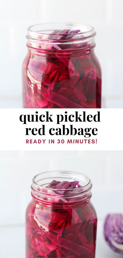 Pickled Red Cabbage Recipe, Red Cabbage Recipe, Nourish Bowls, Pickled Vegetables Recipe, Pickled Red Cabbage, Red Cabbage Recipes, Sandwiches Recipes, Quick Pickled, Pickled Cabbage