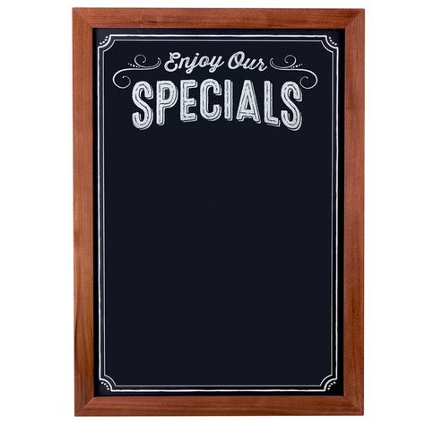 Cal-Mil 3031-2435 Chalkboard Sign with Pre-Printed Header "Enjoy Our Specials" - 27 1/2" x 37 1/2" Vegan Bechamel, Chalkboard Menu Board, Chalkboard Restaurant, Sign Fonts, Wedding Chalkboard Signs, Restaurant Specials, Chalkboard Lettering, Chalk Lettering, Menu Boards