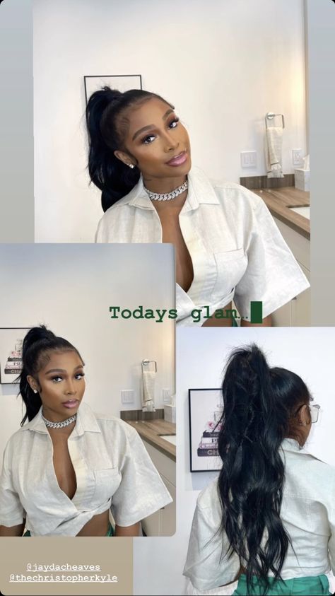 Jayda Wayda Ponytail, Ponytail With Heart, Trendy Curls, Jayda Wayda, Sleek Ponytail Hairstyles, Frontal Wig Hairstyles, Honey Brown Hair, Black Ponytail Hairstyles, Creative Tutorials