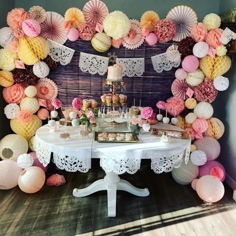 Vintage Mexican Themed Baby Shower | CatchMyParty.com Mexican Baby Girl, Mexican Theme Baby Shower, Jordan Baby Shower, Paris Baby Shower, Mexican Baby Shower, Baby Gender Reveal Party Decorations, Shower Vintage, Mexican Babies, Gender Reveal Party Theme