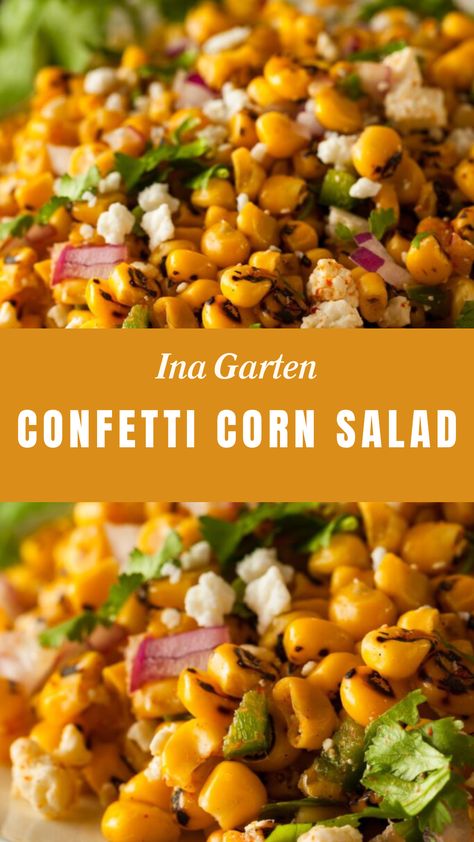 Ina Garten Confetti Corn Salad Confetti Corn Ina Garten, Confetti Corn Salad, Corn Bell Pepper Side Dish, Bell Pepper Side Dish, Confetti Corn, Simple Salads, Bell Pepper Recipes, Corn Salad, Corn Salads