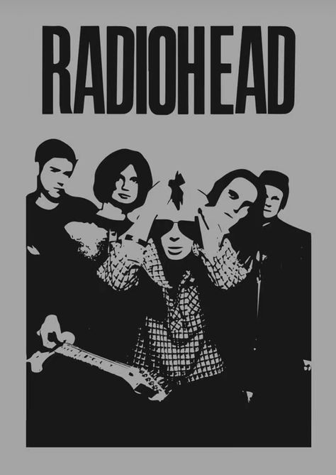 Radiohead Poster, Grunge Posters, Recipe Aesthetic, Rock Band Posters, Punk Poster, Vintage Poster Design, Music Poster Design, Silhouette Stencil, Poster Room