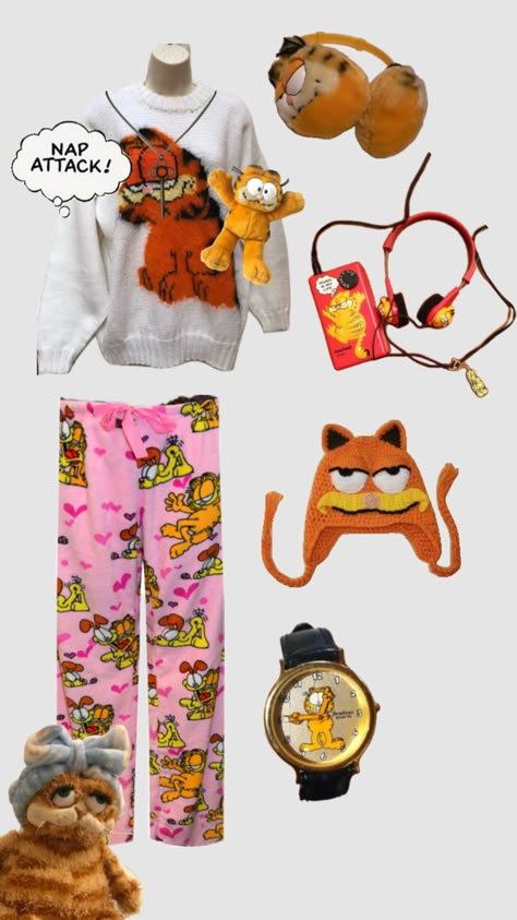 Garfield Inspired Outfit, Garfield Outfit, Garfield Pj Pants, Garfield Pjs, Garfield Accessories, Garfield Costume, Garfield Clothes, Garfield Clothing, Garfield Merch