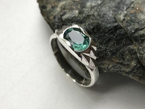 Engagement Ring For Him, Bright Green Color, Rings Rings, Sterling Silver Mens, 925 Silver Ring, Green Gemstones, Solitaire Rings, Natural Emerald, 925 Silver Rings