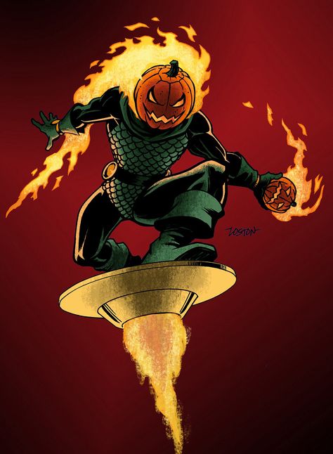 Jack-o-Lantern Spiderman Villains, Halloween Scarecrows, Marvel Rpg, The Green Goblin, Lantern Wallpaper, Comics Strip, Comic Book Artwork, Comic Characters, Marvel Villains